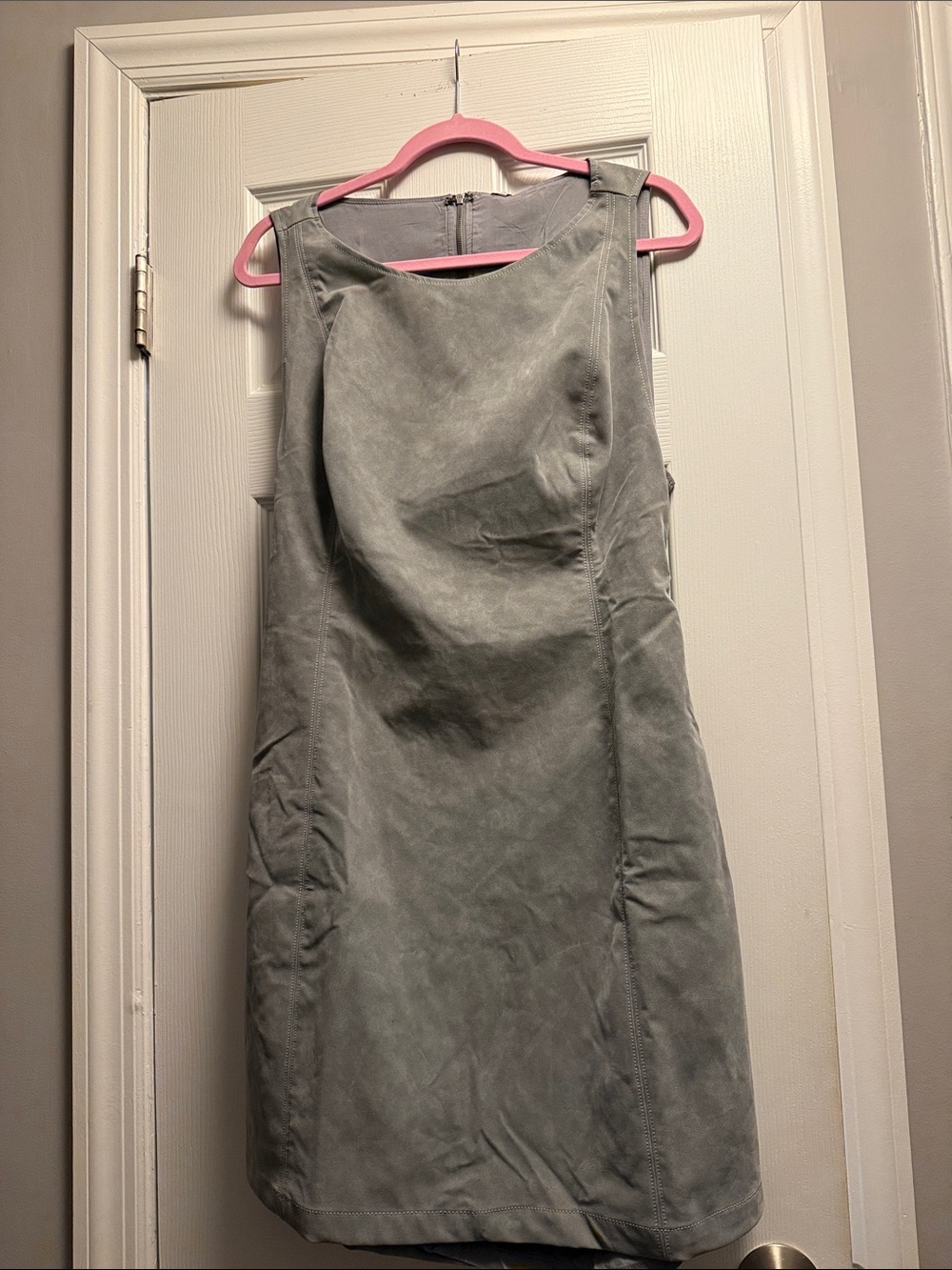 Brand New FREE PEOPLE Atlas Vegan Suede Mini Dress Wild Dove Silver Size Large